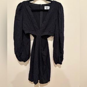 Black cut out mini dress with zipper on the back